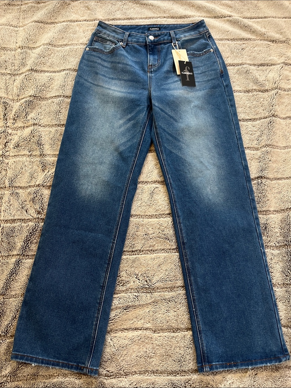 Denim Wide Leg Jeans in Medium Blue